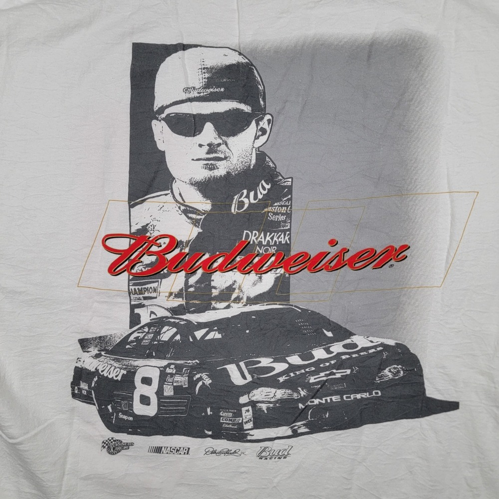 Dale Earnhardt Jr Budweiser Racing T Shirt Nascar Men's Sz XL White Delta Pro - Picture 3 of 8